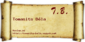 Tomasits Béla névjegykártya